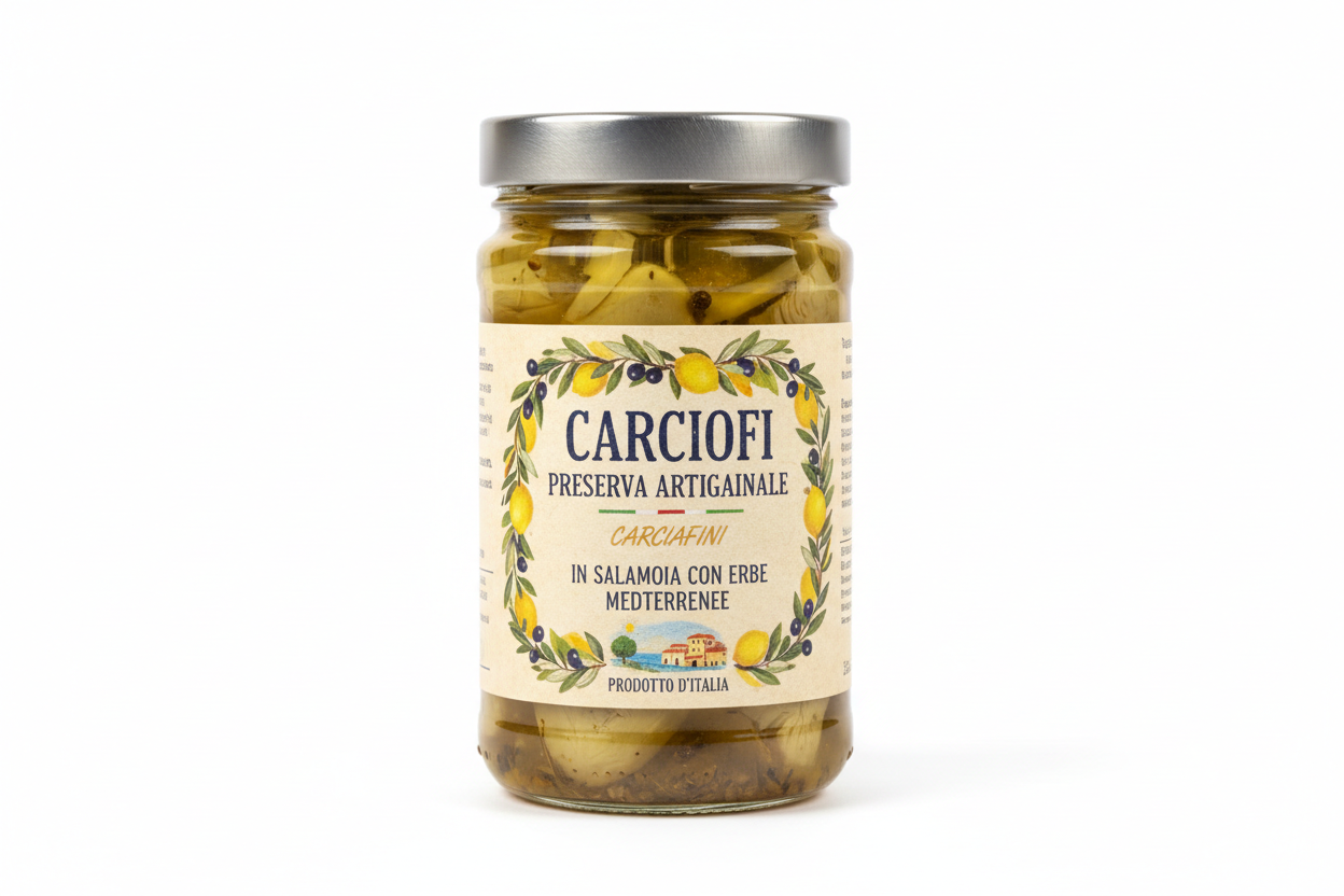 Conserve d'artichaut avec étiquette italienne